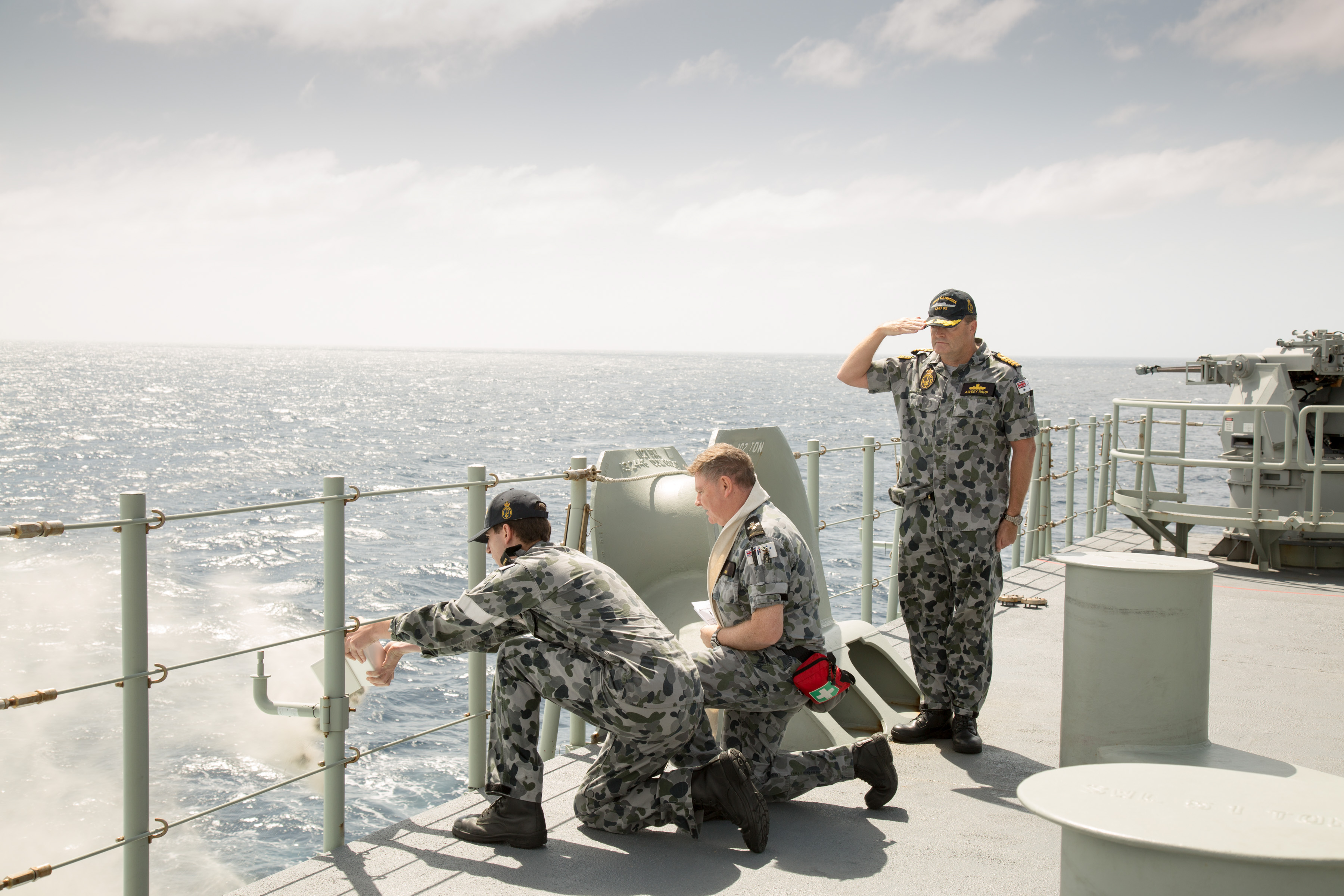ashes being spread at sea as part of the funeral dedication