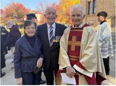 Renate Weston with husband, retired Air Vice Marshal Peter Weston, and Apostolic Administrator – Delegate in the Military Diocese, Monsignor Peter O’Keefe.