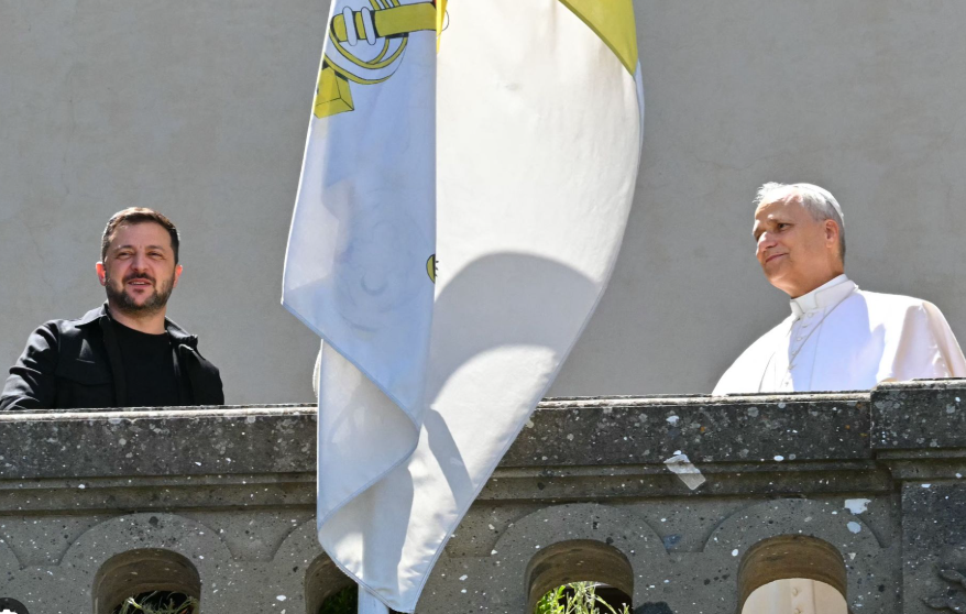 President Zelenskyy with Pope Leo XIV during the president's visit to Rome.