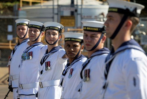 Navy members on parade