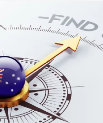 find job on compass background with glass global of Australian flag