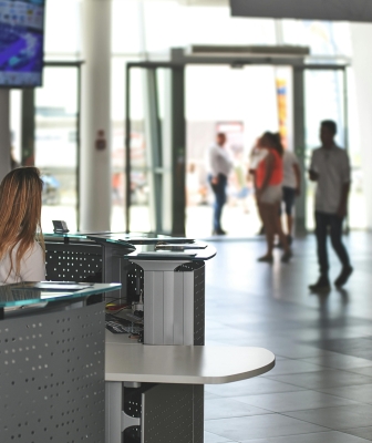 college reception hall and desk