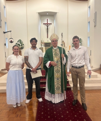 Bridget Thomas RCIA at ANZAC Memorial Chapel 25 October with Bishop Stuart Hall presiding